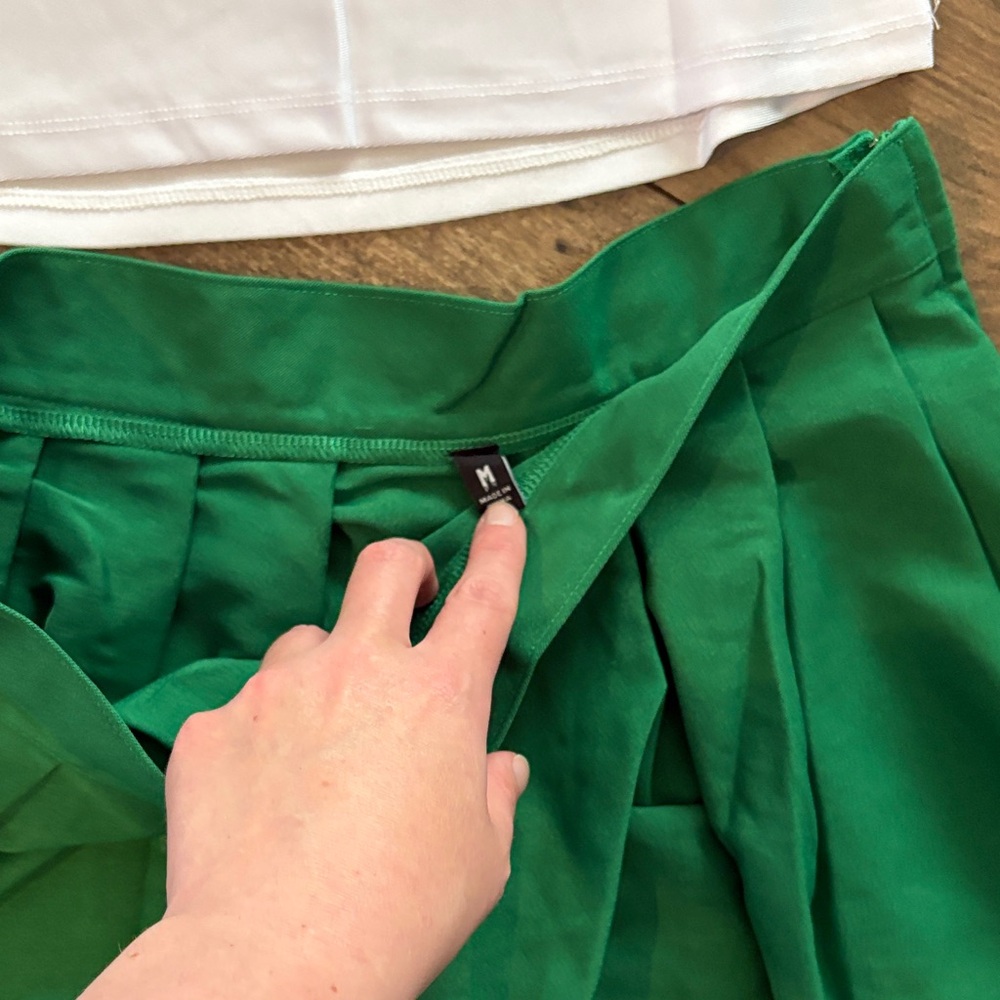 Dolls Kill Green Pleated Mini Skirt Set with White 'TROOP 666' Top - Picture 6 of 9